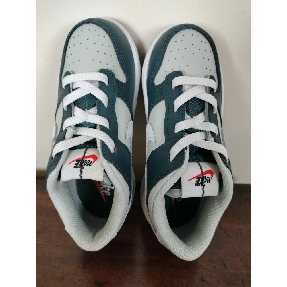 Nike Dunk Low TD Deep Jungle White Light Silver Toddler Shoes Size 9C FB9107-300
